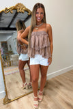 Beachy Lace Cami Top Mocha