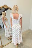 Simple Smocked Floral Dress Pink