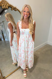 Romantic Floral Open Back Midi Dress