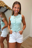 Coastal Calling Button Vest Mint
