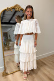 Summer Social Floral Embroidered Crop Top Cream