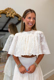 Summer Social Floral Embroidered Crop Top Cream