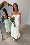 Lemon Luxe Linen Slit Dress
