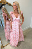 Unforgettable Cascading Ruffle Floral Maxi Dress