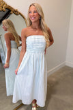 Spearmint Stripe Tube Maxi Dress