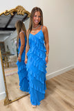 Night to Remember Ruffle Maxi Dress Blue