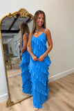Night to Remember Ruffle Maxi Dress Blue