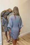 Dottie Darling Tie Front Dress Grey Maroon