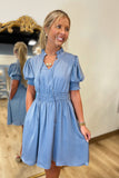 Lovely Flare Dress Dusty Blue