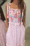 Tulips and Tassels Smocked Midi Dress Pink