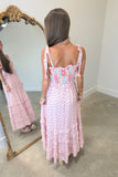 Tulips and Tassels Smocked Midi Dress Pink