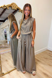 Cocoa Powder Draped Jumpsuit