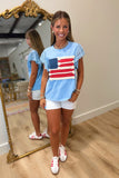 Freedom Flag Lace Top Blue