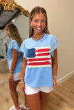 Freedom Flag Lace Top Blue