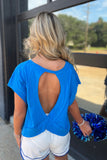 Gym Time Open Back Top Blue