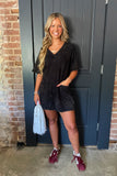 Ballpark Babe Romper Black