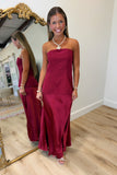 Wedding Weekend Strapless Dress Burgundy