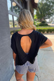 Gym Time Open Back Top Black