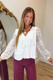 Delicate Embroidered Lace Blouse Cream