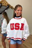 USA Mock Neck Sweatshirt White