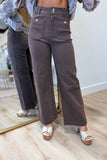 Figure Flattery Button Pants Brown