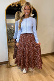 Fields of Floral Tiered Maxi Skirt Brown