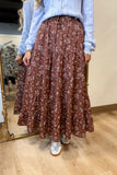 Fields of Floral Tiered Maxi Skirt Brown