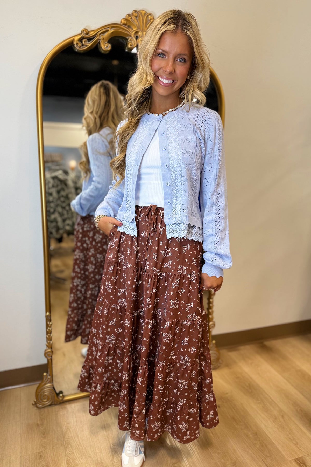 Girly Girl Lace & Bows Cardigan Blue