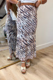 Reece Zebra Midi Skirt Brown