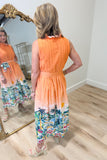 Tropical Village Midi Dress Papaya