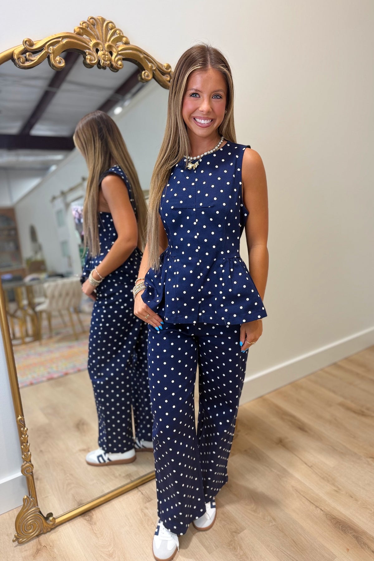 Dressed in Dots Denim Set Navy