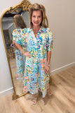 Umgee Vibrant Vacay Floral Midi Dress
