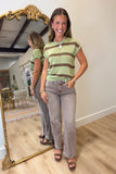 Cocoa Stripe Knit Top Olive