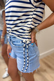 Sailor Stripe Side Cinch Navy Tank