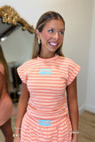 E Squared Striped Cap Sleeve Cinched Tee Pumpkin Patch