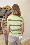 Cocoa Stripe Knit Top Olive