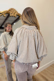 Fall Checks Bubble Hem Blouse Brown