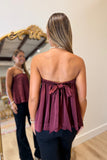 Old Hollywood Strapless Satin Top Burgundy