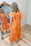 Umgee Tangerine Bloom Midi Dress