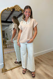 Great Trim Short Sleeve Top Beige