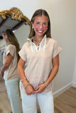Great Trim Short Sleeve Top Beige