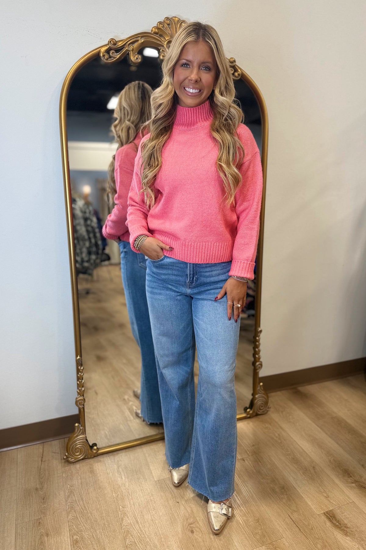 High Hopes High Neck Sweater Coral