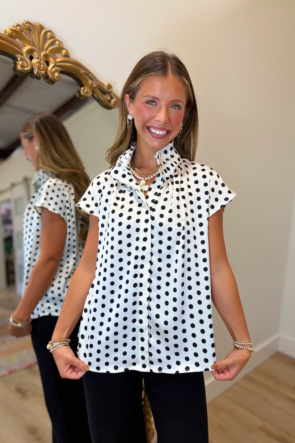 Expect Polka Dots Blouse White
