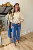 Riley Raglan Short Sleeve Sweater Beige