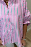 Palm Social Oversized Button Down Top Pink