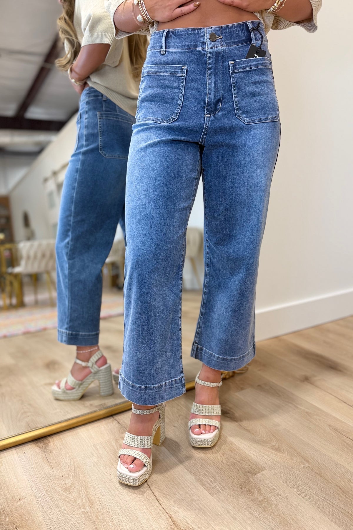 APNY Cropped Wide Leg Pant Indigo