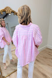 Palm Social Oversized Button Down Top Pink