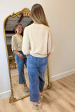 Riley Raglan Short Sleeve Sweater Beige