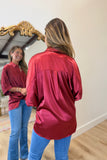 Arizona Satin Oversized Top Crimson