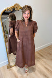 Oak Hill Eyelet Midi Dress Brown